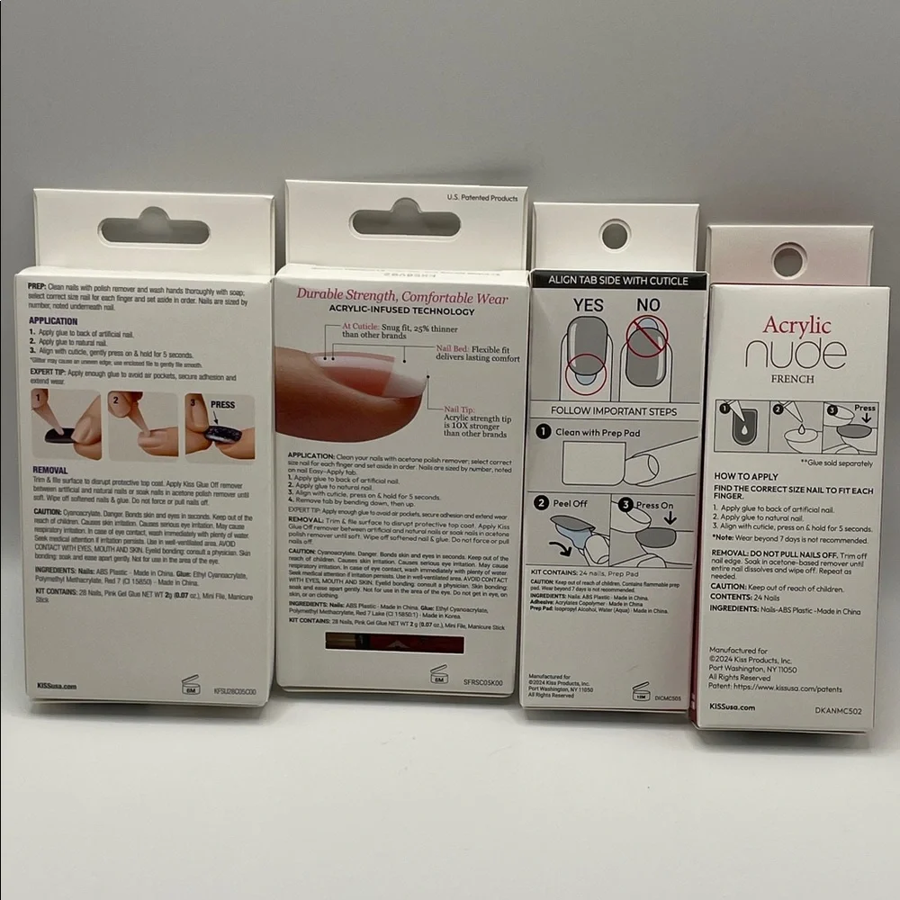 Kiss Multi-Pack Nail Set – White, Nude & Red Styles - Picture 6 of 6